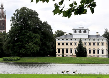 Reisegruppe aus Afrika vor dem Schloss Wörlitz